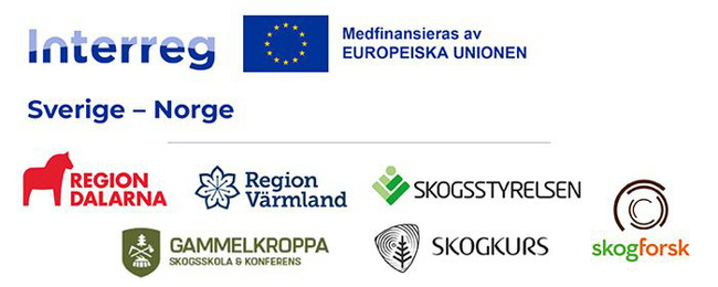 Logotyper för samarbetspartner inom projekt Gränslös arbetskraft till skogs