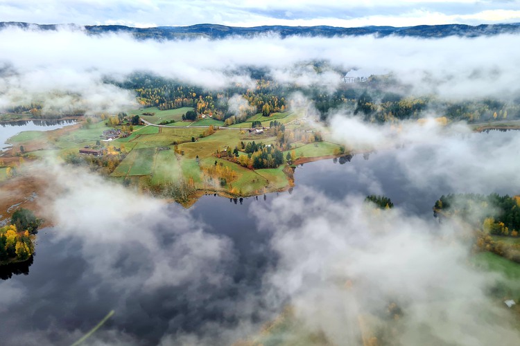 Flygfoto över Fredriksfors, Hudiksvall. Foto: John Lindström