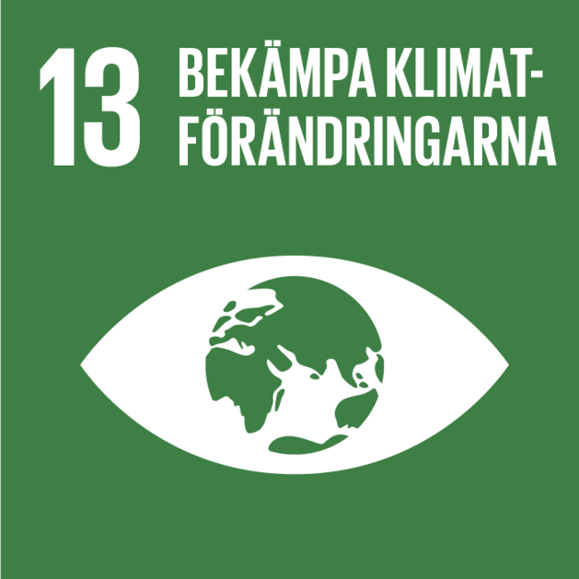  Globala målen - Logotyp Mål 13 – Bekämpa klimatförändringarna. Foto: Globala Målen