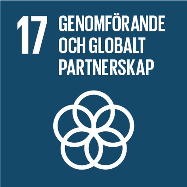 Globala målen - Logotyper Mål 17 – Genomförande och globalt partnerskap. Foto: Globala Målen