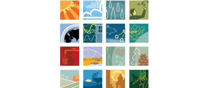 Symbolerna för Sveriges 16 miljökvalitetsmål. Foto: Illustratör: Tobias Flygar