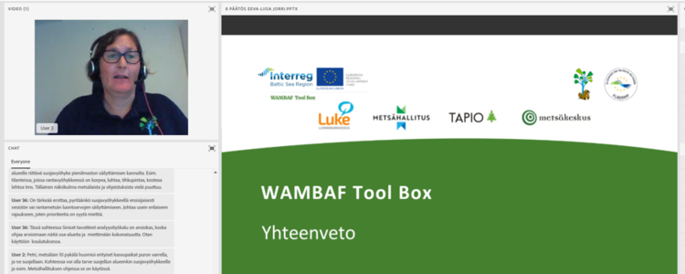 Eeva-Liisa Jorri holding a digital training course on water protection tools.